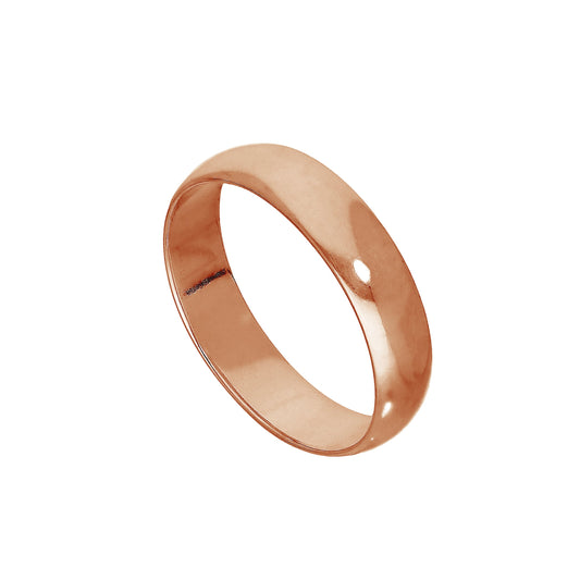Roségoldbeschichteter Sterling Silberring, D-förmig, 5 mm, Ringgröße I - Z+5