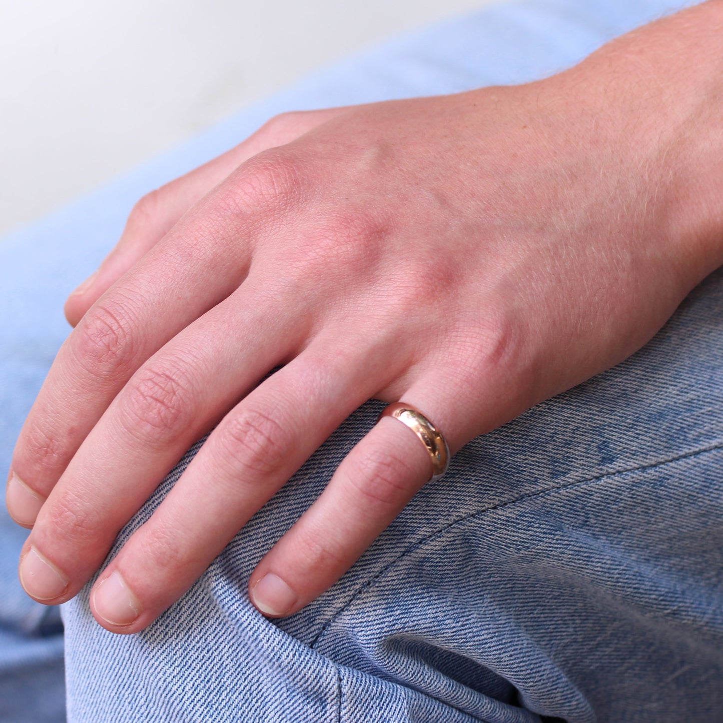 Roségoldbeschichteter Sterling Silberring, D-förmig, 5 mm, Ringgröße I - Z+5