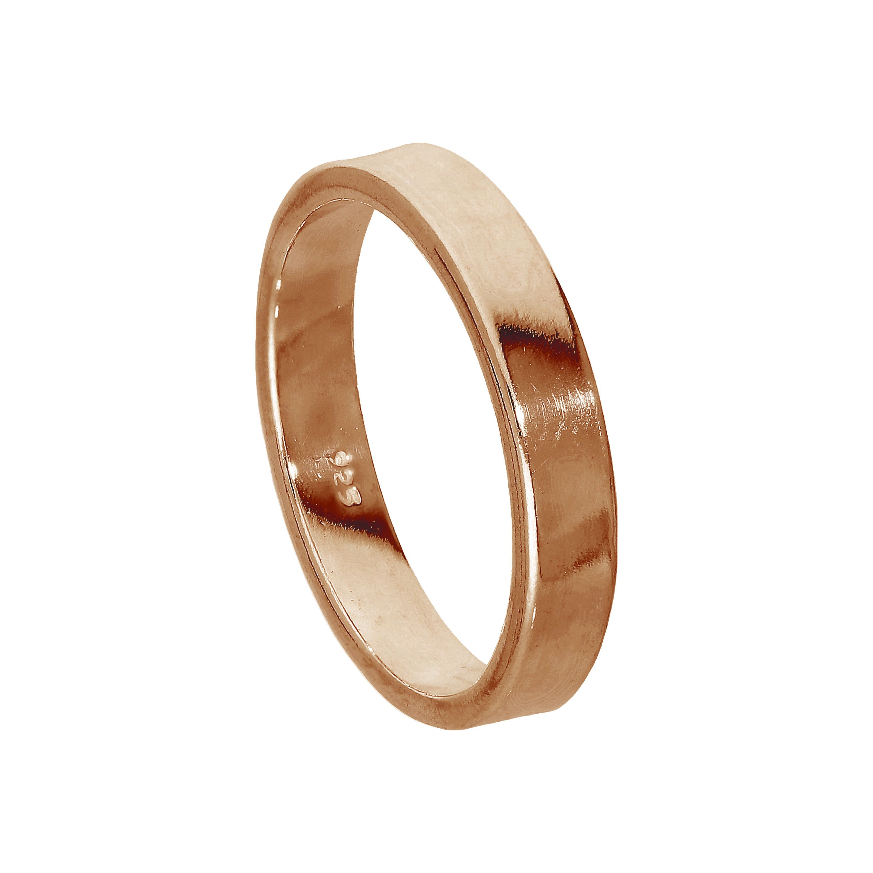 Roségold-beschichteter Sterlingsilber-Ehering 4 mm Größe I-Z