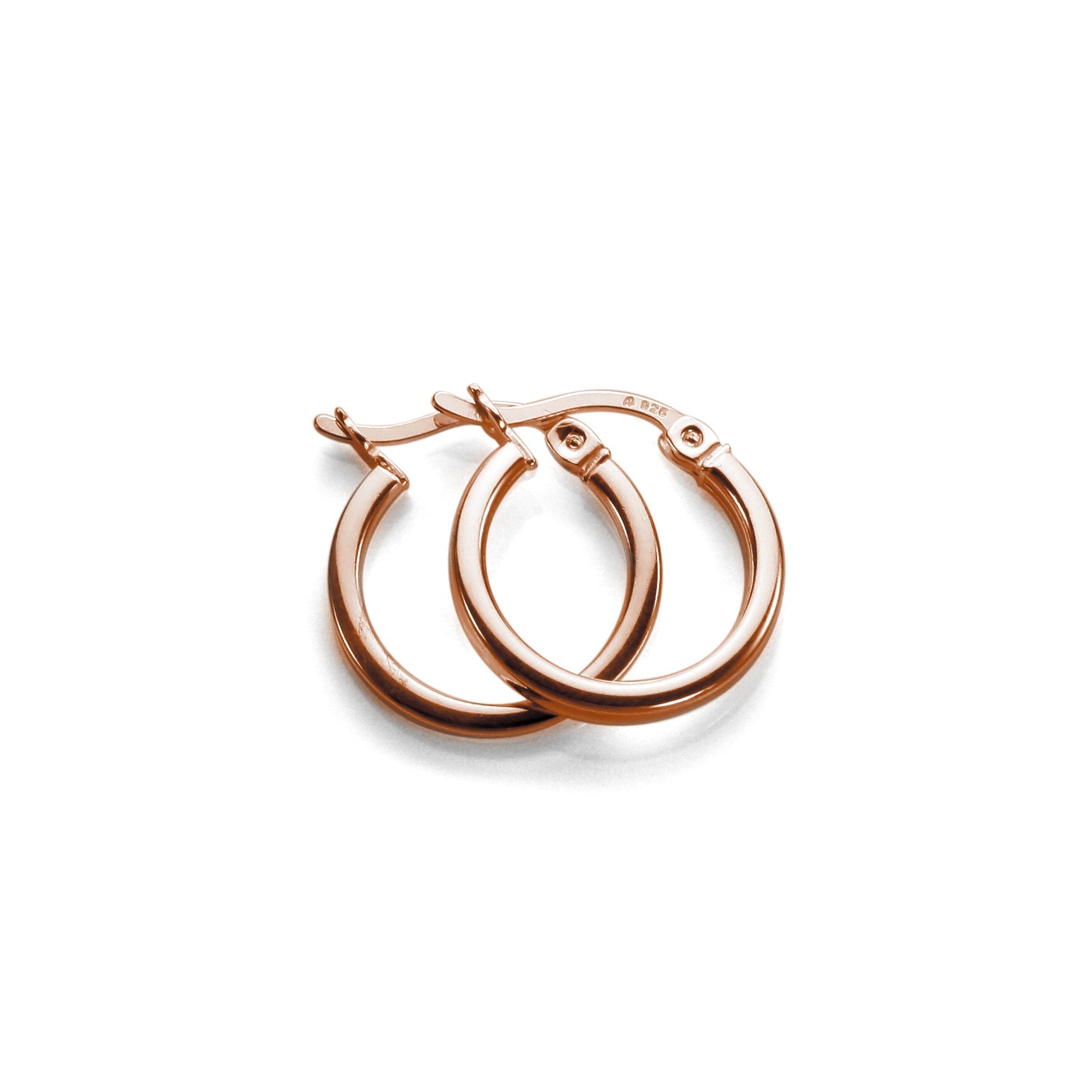 Rosévergoldete Sterlingsilber 12-40 mm quadratische Reifenohrringe