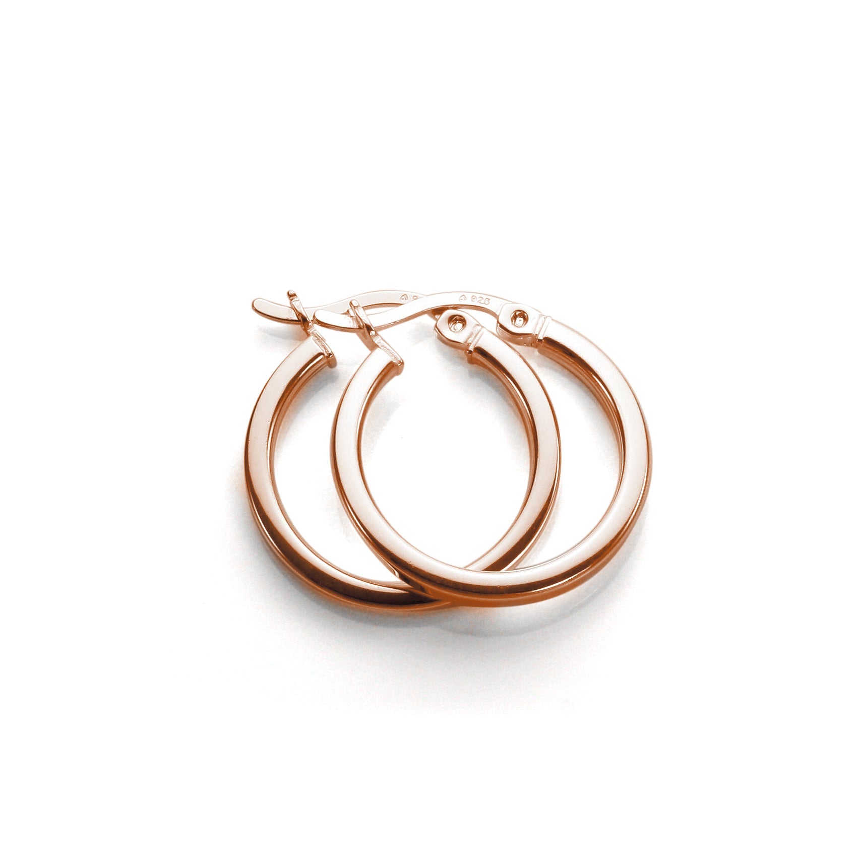 Rosévergoldete Sterlingsilber 12-40 mm quadratische Reifenohrringe