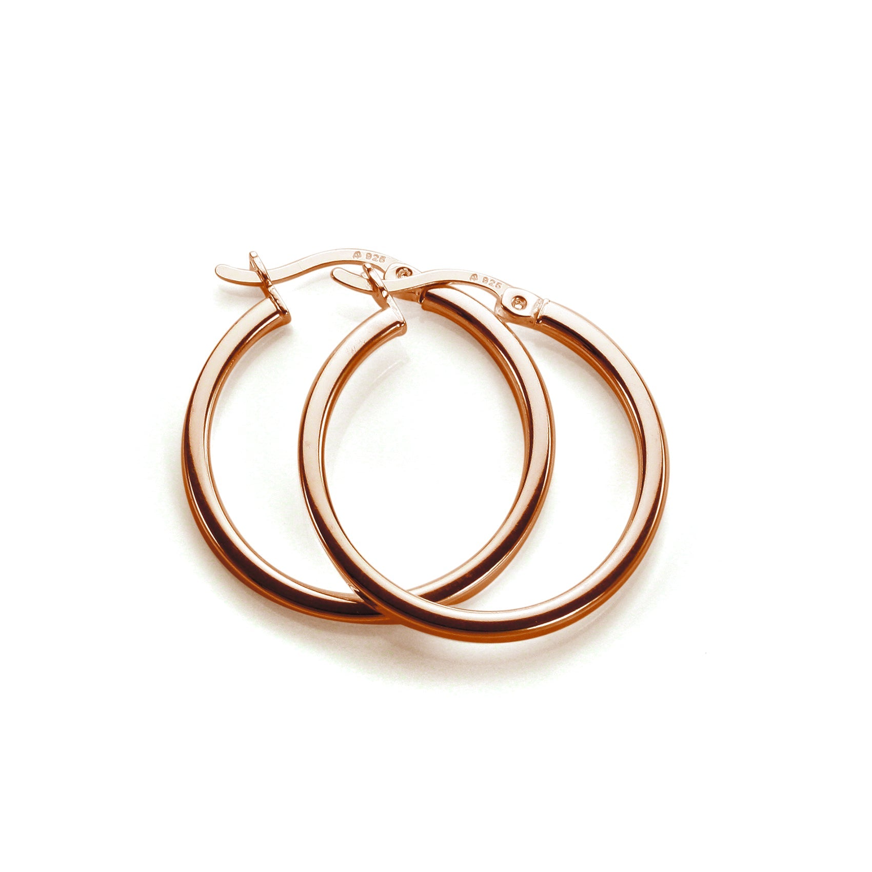 Rosévergoldete Sterlingsilber 12-40 mm quadratische Reifenohrringe
