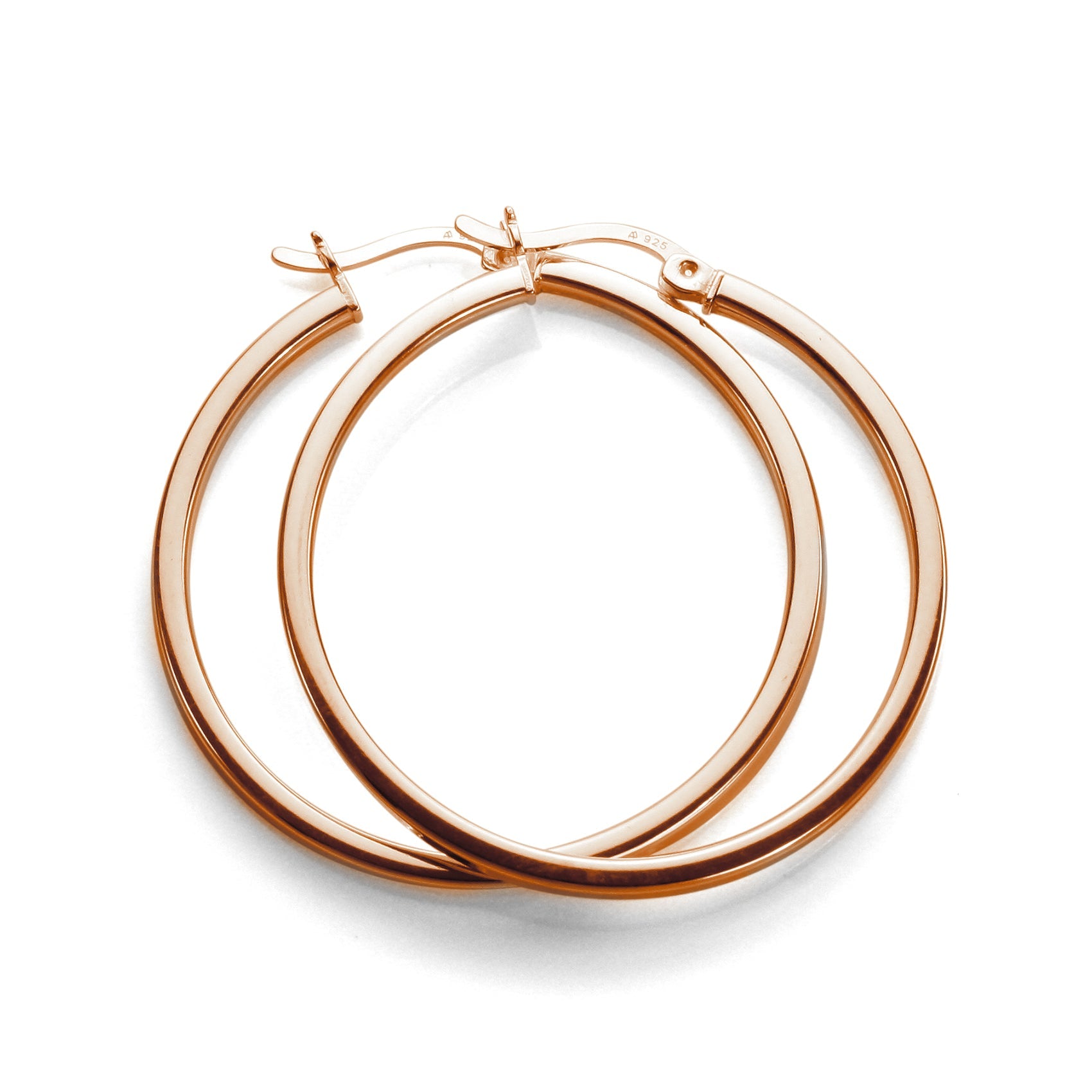 Rosévergoldete Sterlingsilber 12-40 mm quadratische Reifenohrringe