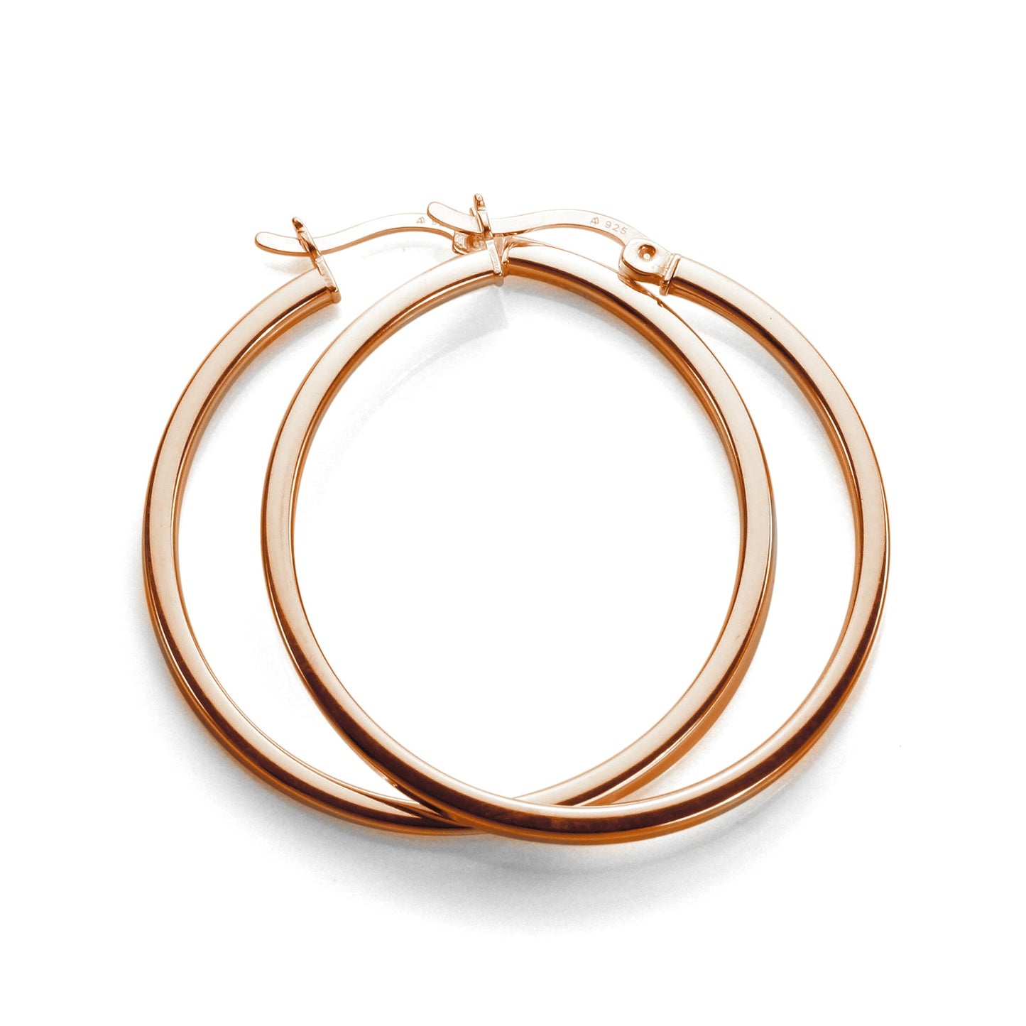 Rose vergoldete Sterling Silber 12-40mm quadratische Reifenohrringe