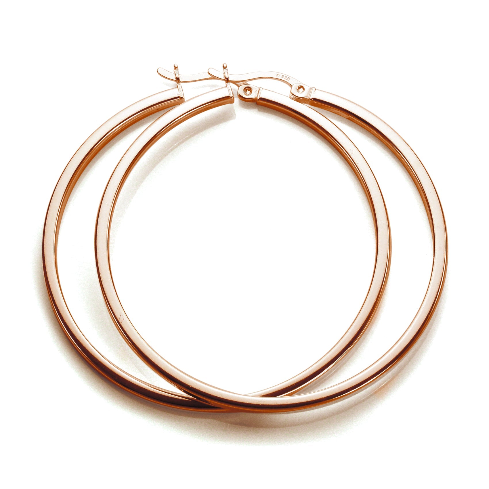 Rosévergoldete Sterlingsilber 12-40 mm quadratische Reifenohrringe