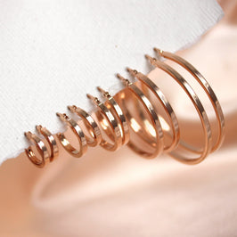 Rosévergoldete Sterlingsilber 12-40 mm quadratische Reifenohrringe