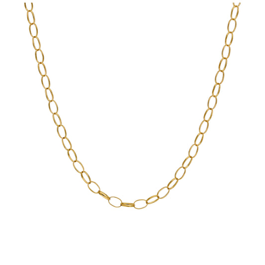 Halskette aus 9 Karat Gold mit ovaler Belcher-Kette, 2,65 mm, 45–56 cm