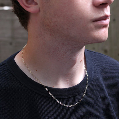 Halskette aus 9 Karat Gold mit ovaler Belcher-Kette, 2,65 mm, 45–56 cm