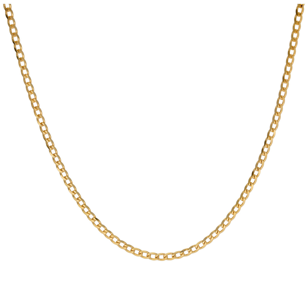 Halskette aus 9 Karat Gold mit facettierter flacher Panzerkette, 1,3 mm, 45–60 cm