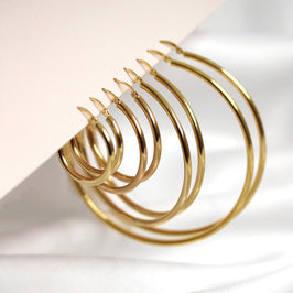 9 Karat Gold 10 mm - 70 mm Leichte Ohrringe mit Scharnieren