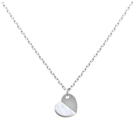 Sterlingsilber Geteilt Perlmutt Herz Halskette 45,5 cm