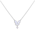 Sterlingsilber Perlmutt Schmetterling CZ Halskette 45,5 cm