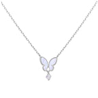 Sterlingsilber Perlmutt Schmetterling CZ Halskette 45,5 cm