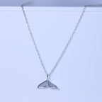 Sterlingsilber Perlmutt Walfischschwanz Halskette 45,5 cm