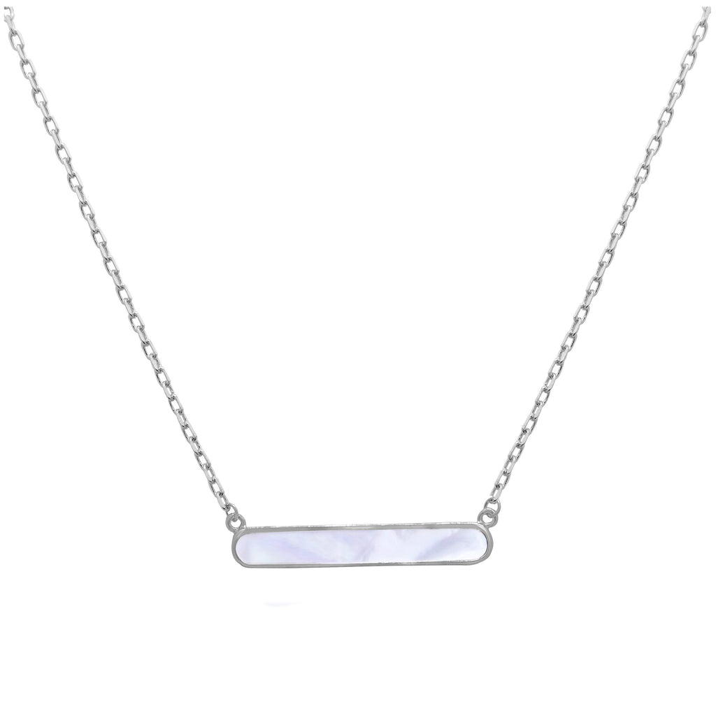 Sterlingsilber Perlmutt Stange Halskette 45,5 cm