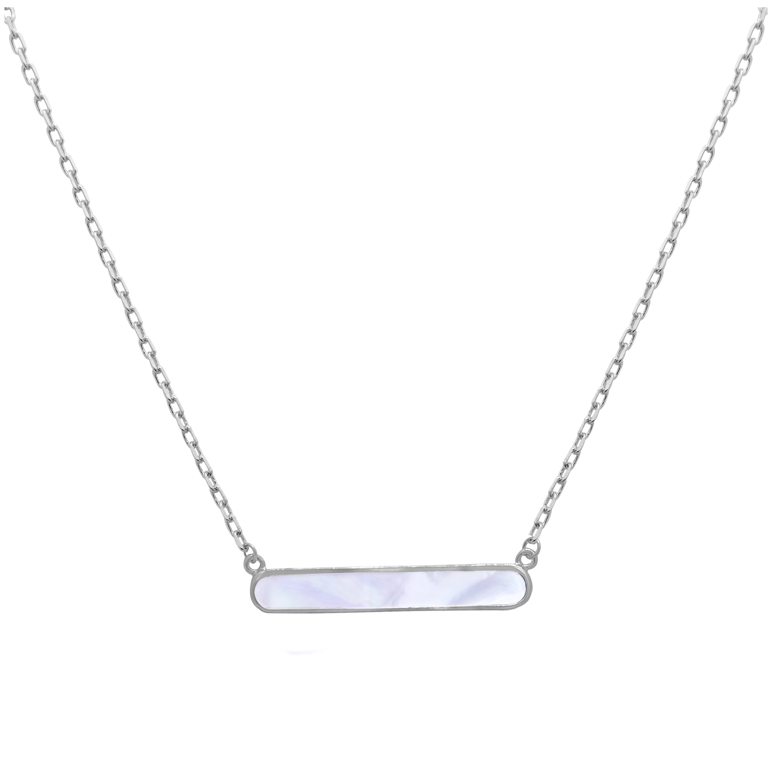 Sterlingsilber Perlmutt Stange Halskette 45,5 cm