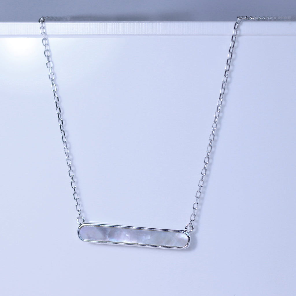 Sterlingsilber Perlmutt Stange Halskette 45,5 cm