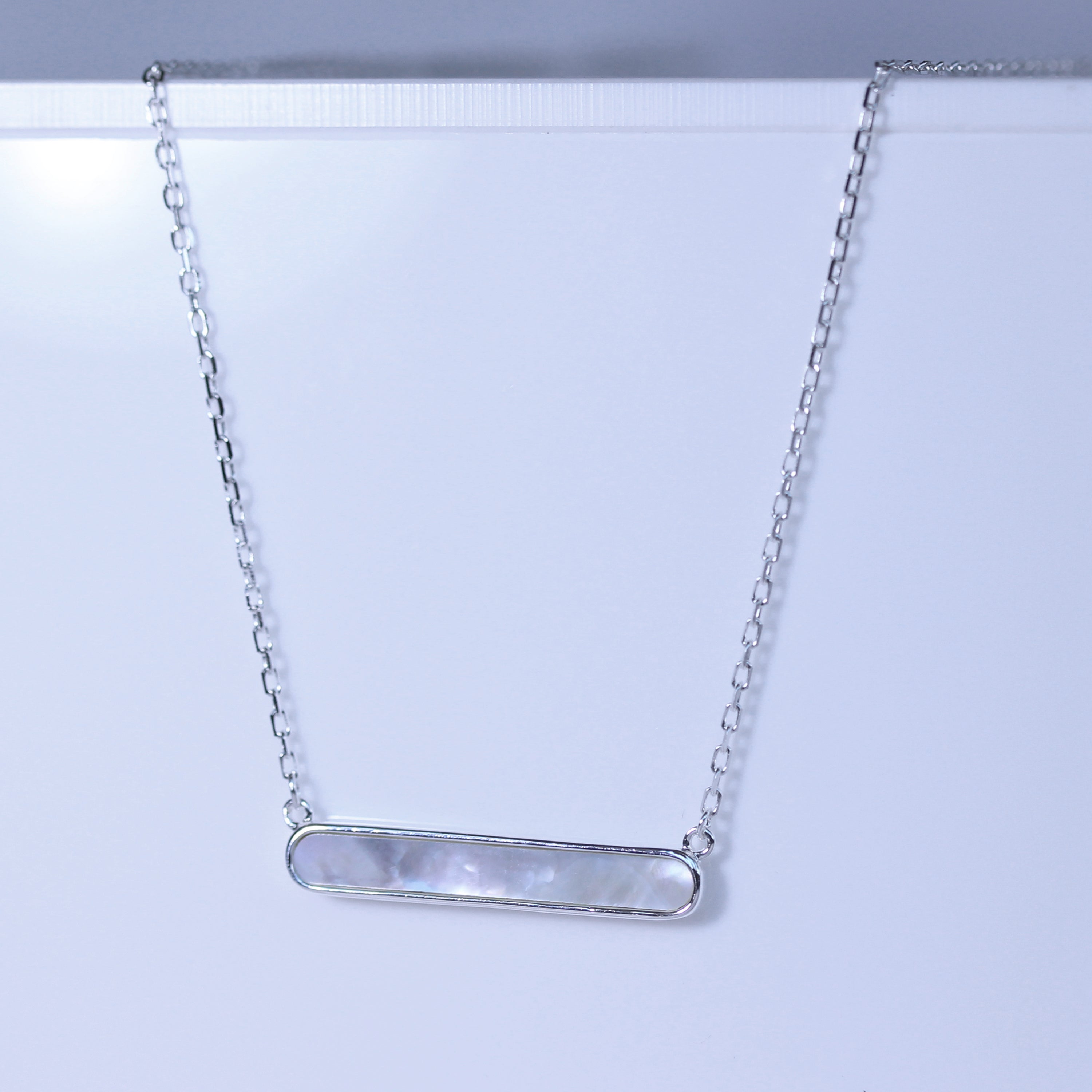 Sterlingsilber Perlmutt Stange Halskette 45,5 cm