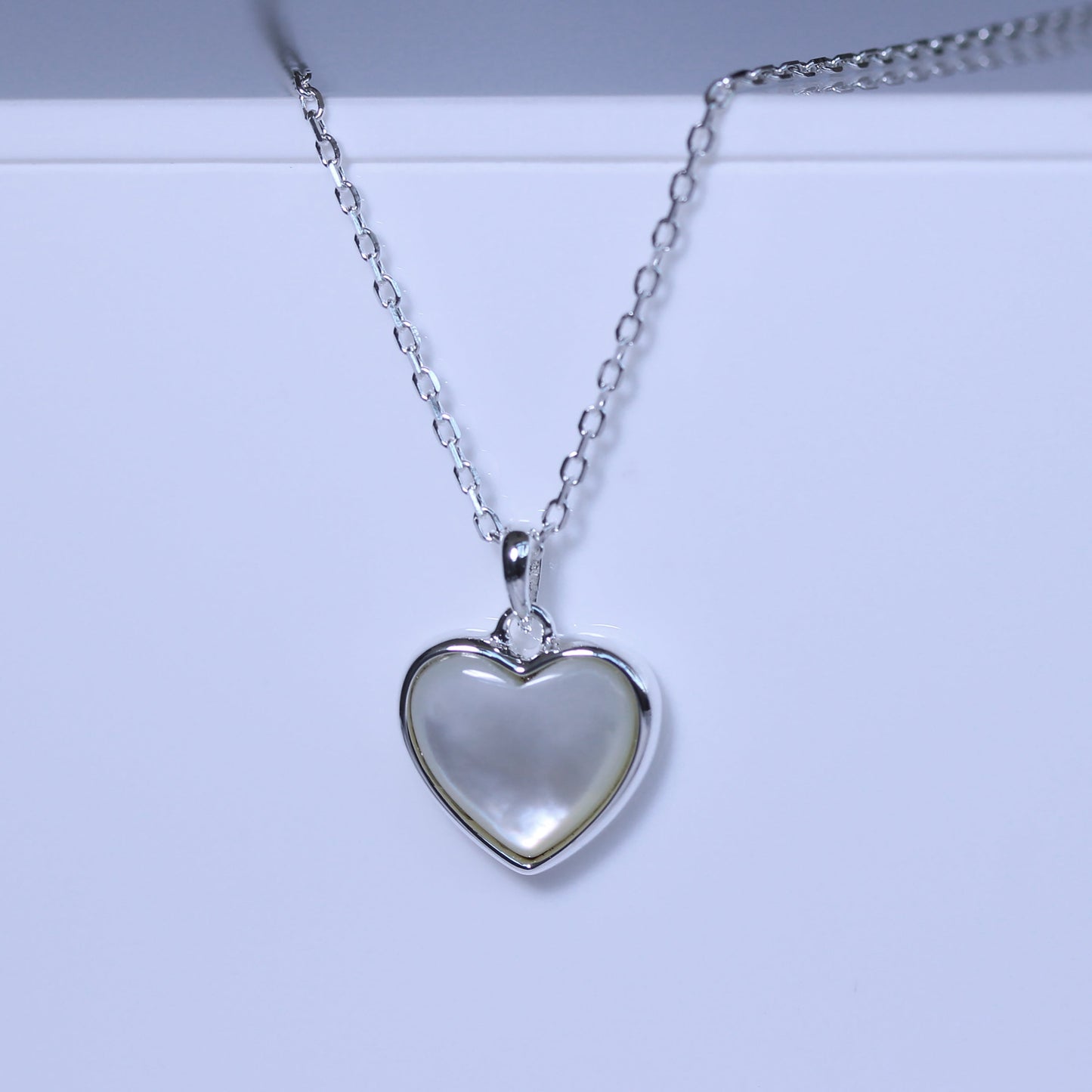 Sterlingsilber Perlmutt Herz Halskette 45,5cm