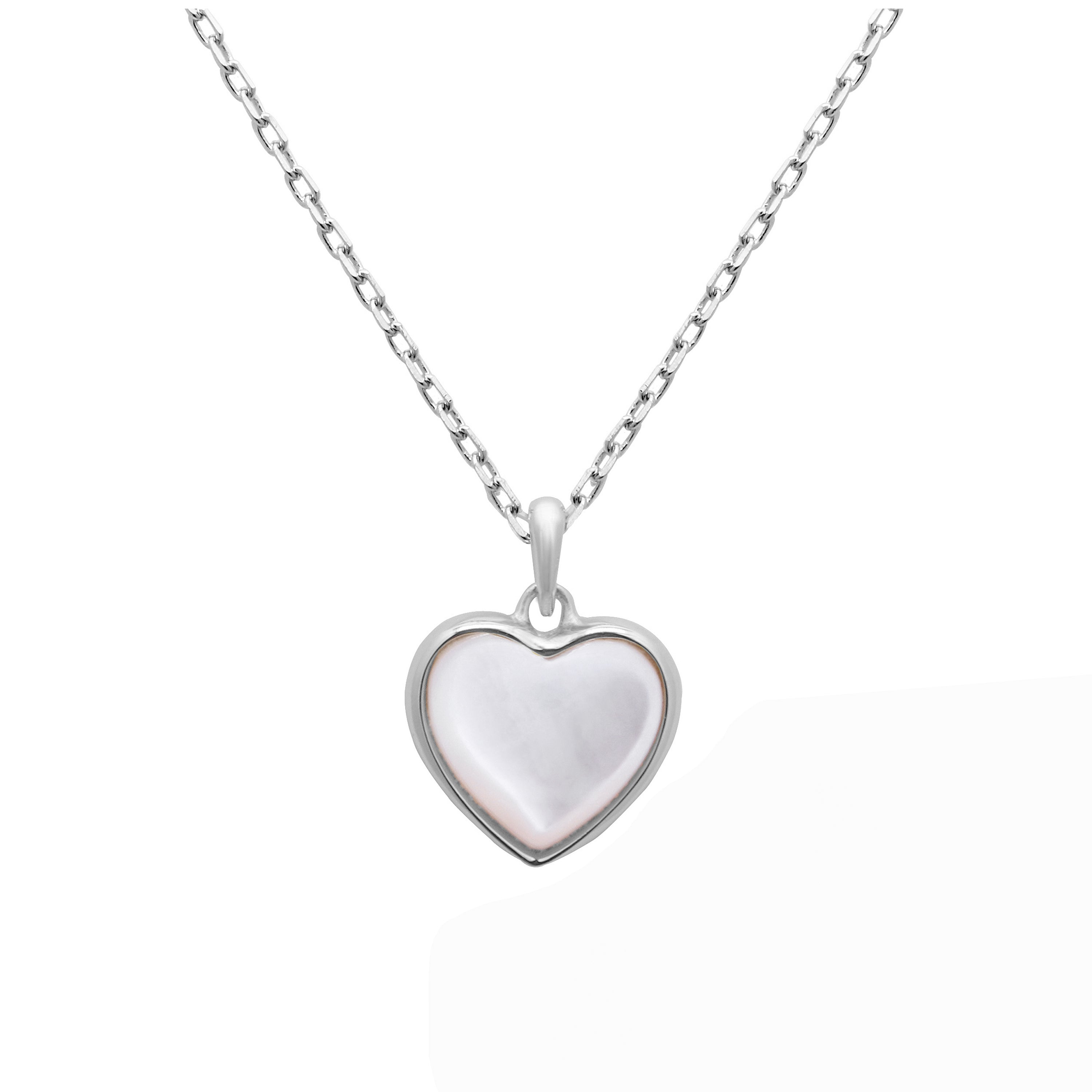 Sterlingsilber Perlmutt Herz Halskette 45,5 cm