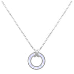 Sterlingsilber Perlmutt Karma Kreis Halskette 45,5 cm