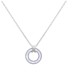 Sterlingsilber Perlmutt Karma Kreis Halskette 45,5 cm