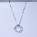 Sterlingsilber Perlmutt Karma Kreis Halskette 45,5 cm