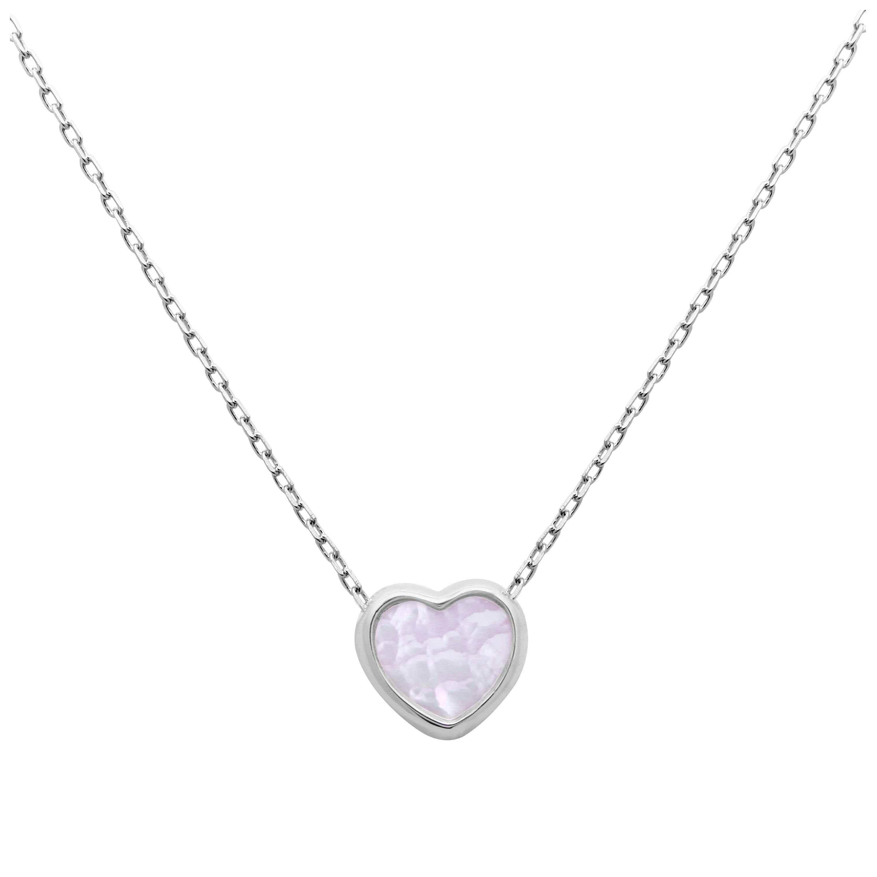 Sterlingsilber Perlmutt Herz Halskette 45,5 cm