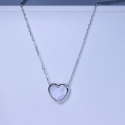 Sterlingsilber Perlmutt Herz Halskette 45,5cm