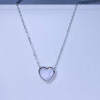 Halskette aus Sterlingsilber mit Perlmutt-Herz, 45 cm