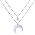 Sterlingsilber Stern & Halbmond Doppel Lagig Halskette