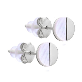 Sterlingsilber Geteilt Perlmutt Rund Ohrstecker