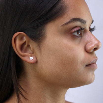 Sterlingsilber Geteilt Perlmutt Rund Ohrstecker