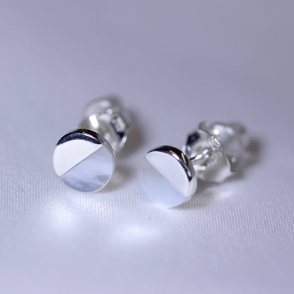 Sterlingsilber Geteilt Perlmutt Rund Ohrstecker