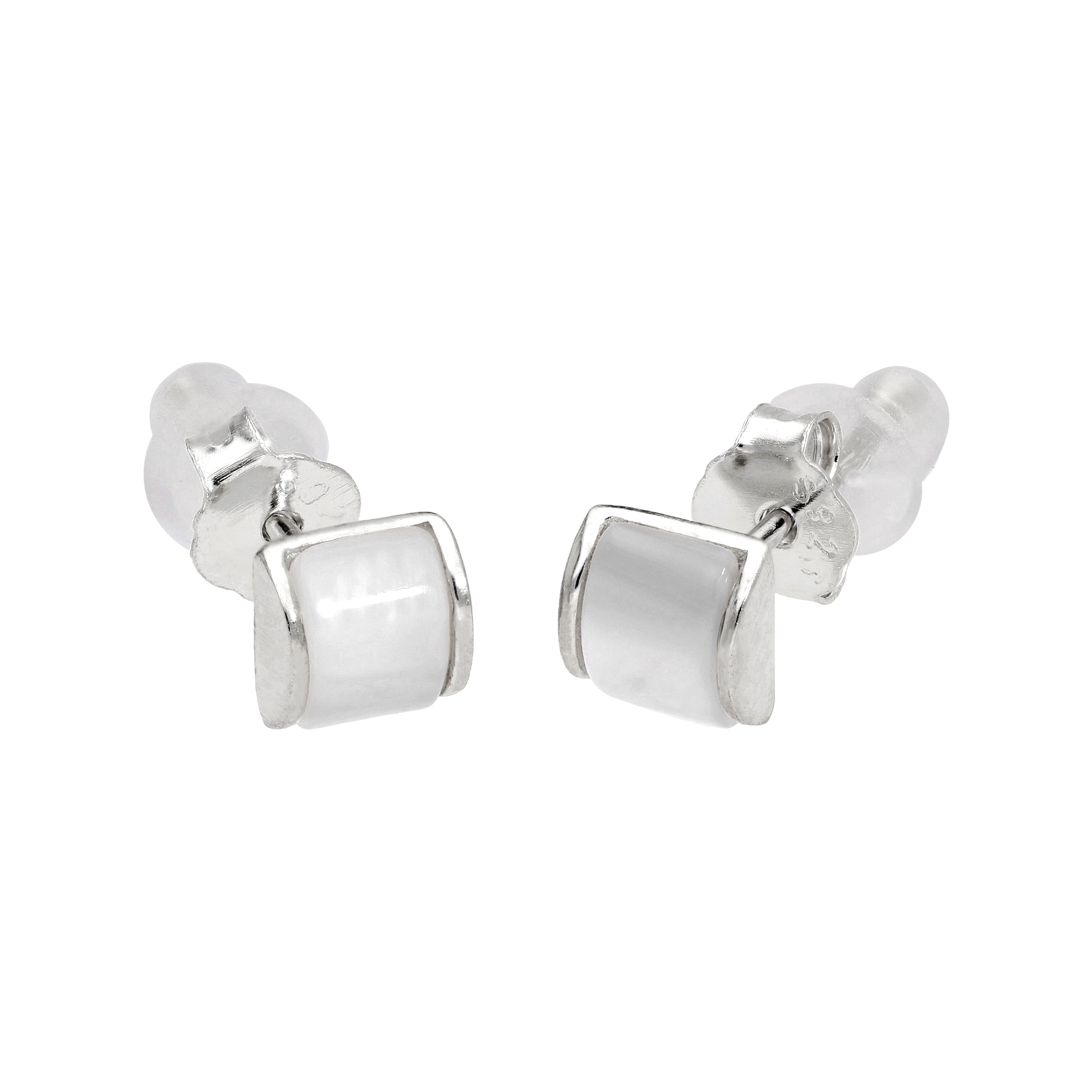 Sterlingsilber Gewölbt Perlmutt Ohrstecker