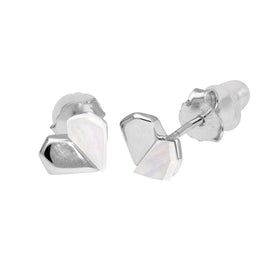 Sterlingsilber Geteilt Perlmutt Herz Ohrstecker