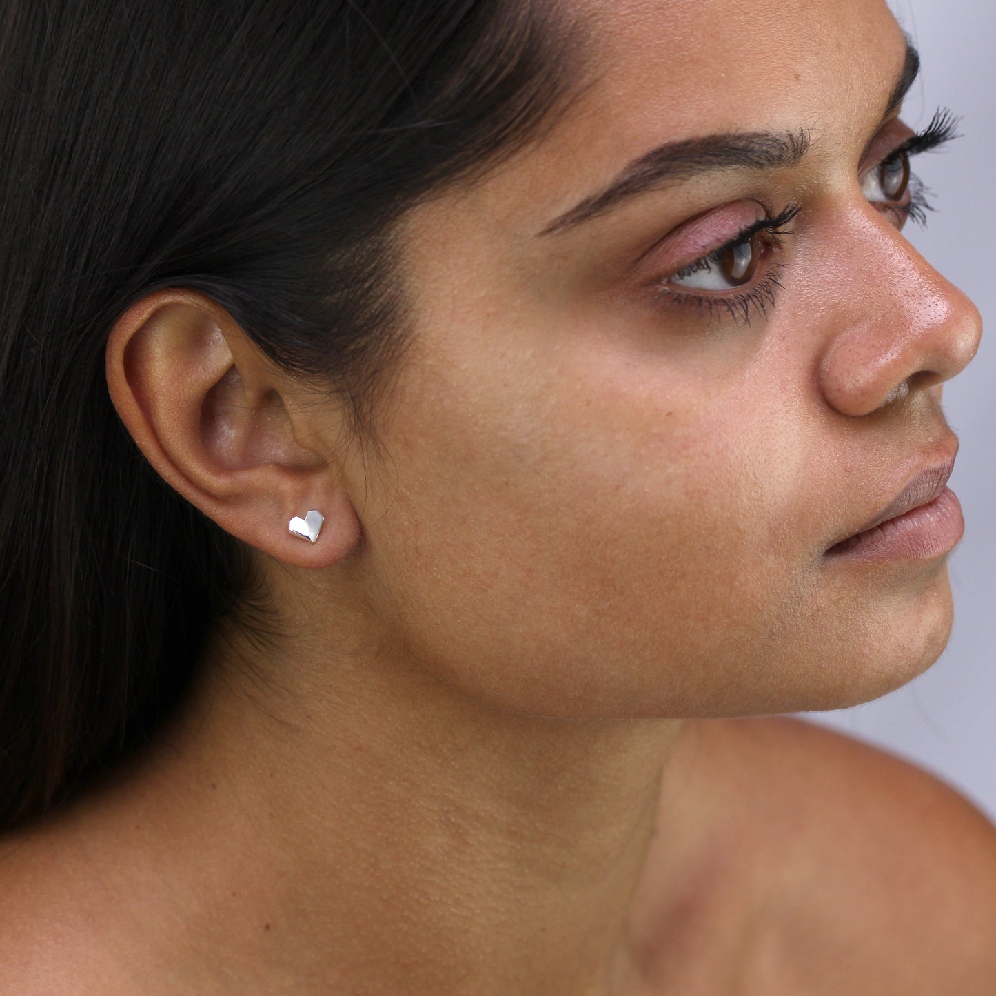 Sterlingsilber Geteilt Perlmutt Herz Ohrstecker