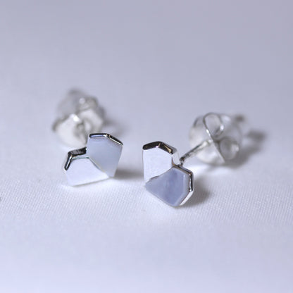 Sterlingsilber Geteilt Perlmutt Herz Ohrstecker