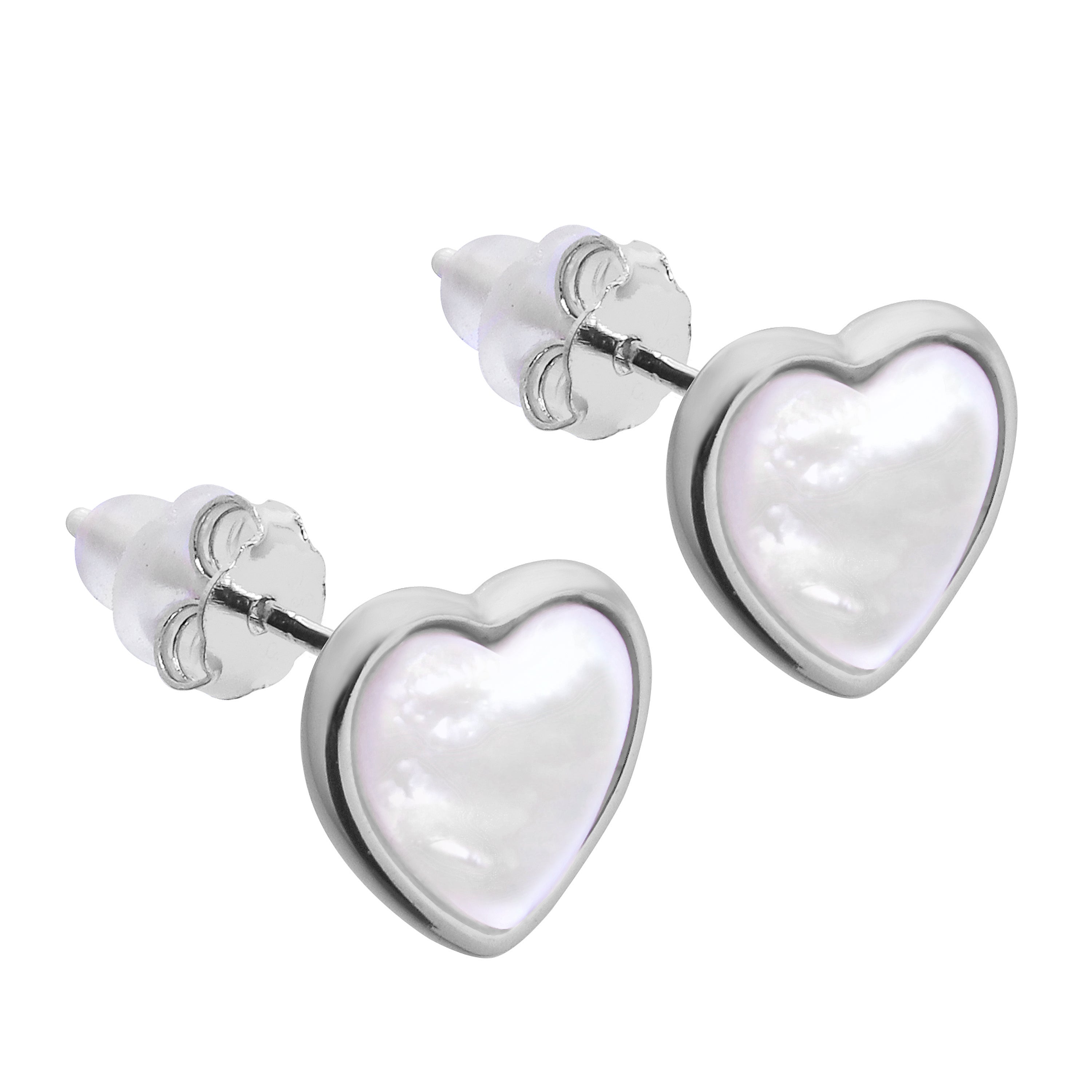 Sterlingsilber Perlmutt Herz Ohrstecker