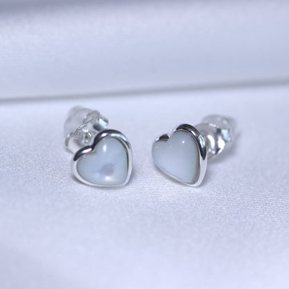 Sterlingsilber Perlmutt Herz Ohrstecker