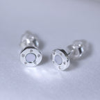 Sterlingsilber Rund Perlmutt & CZ Ohrstecker