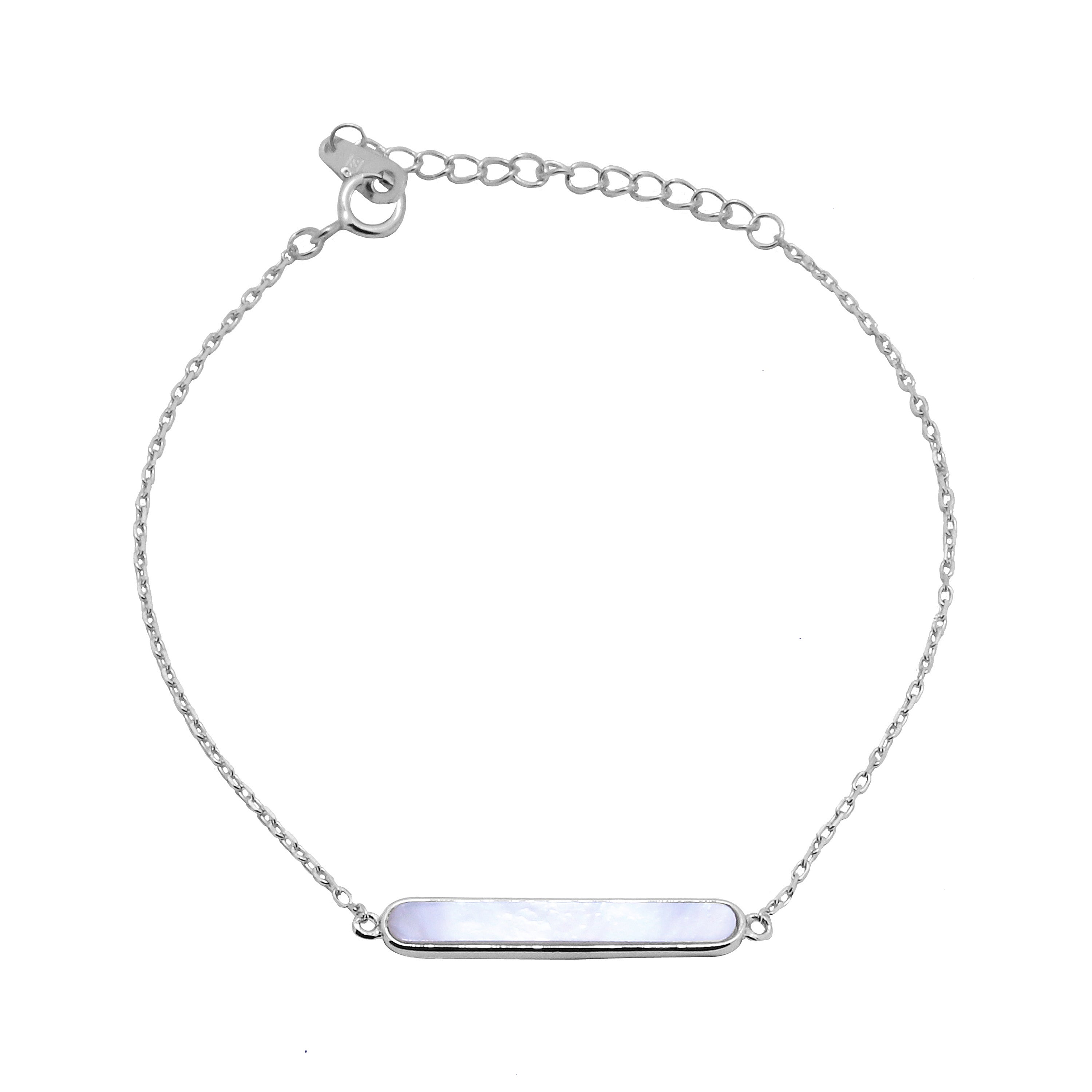 Sterlingsilber Perlmutt Stange Verstellbar Armband 7 - 20,5 cm
