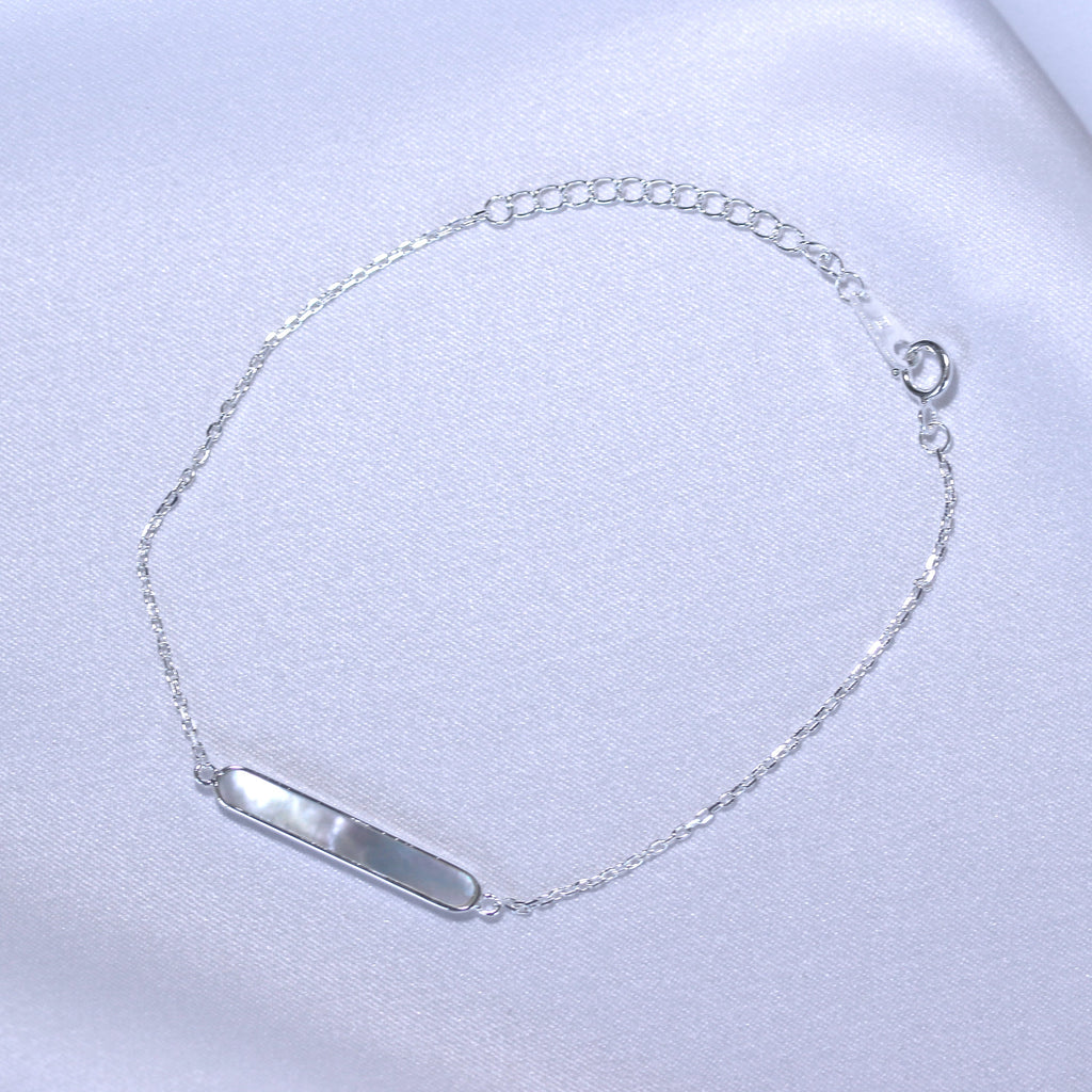 Sterlingsilber Perlmutt Stange Verstellbar Armband 7 - 20,5 cm
