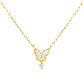Vergoldete Halskette aus Sterlingsilber mit Schmetterling und Zirkonia, 18 Zoll