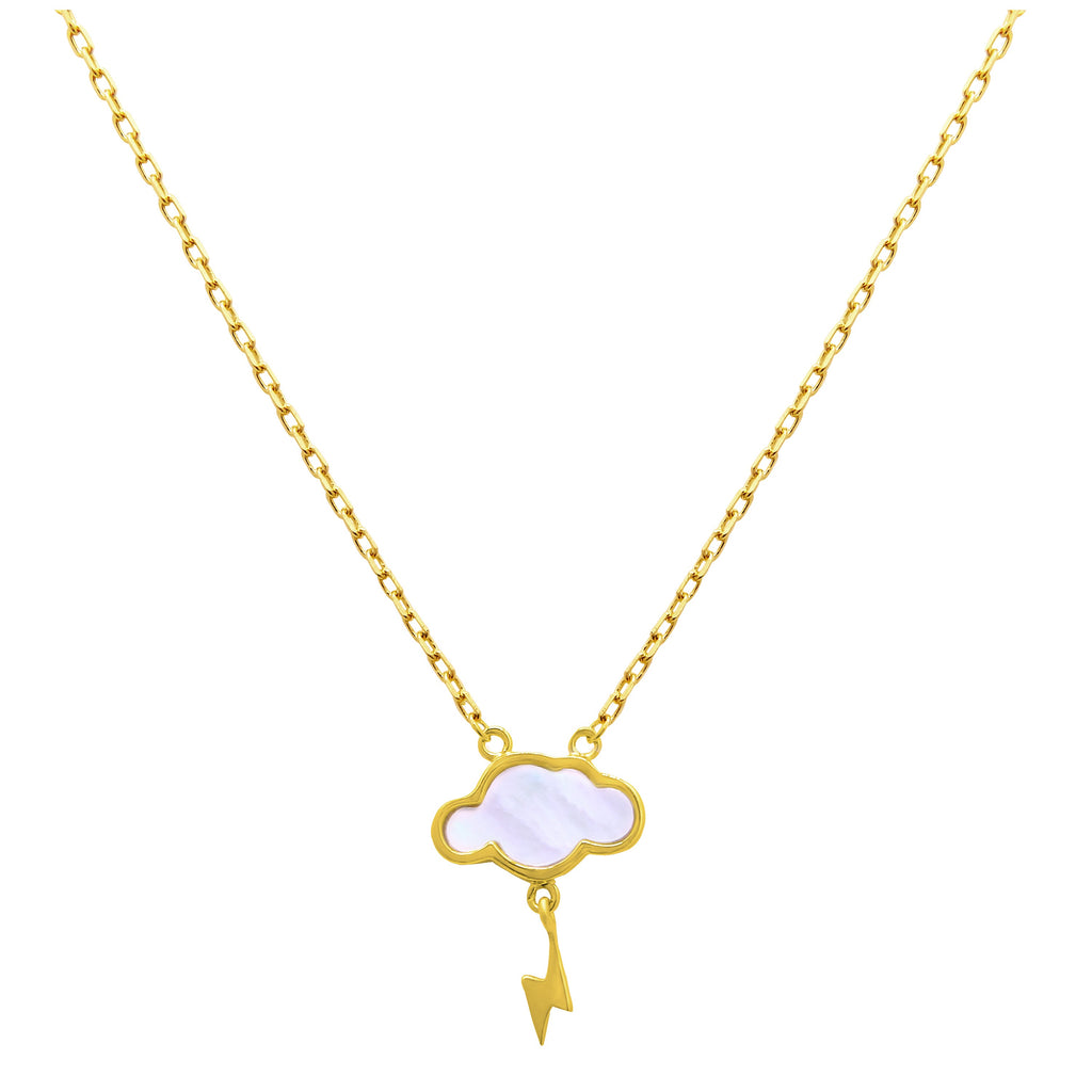 Vergoldet Sterlingsilber Perlmutt Blitz Halskette