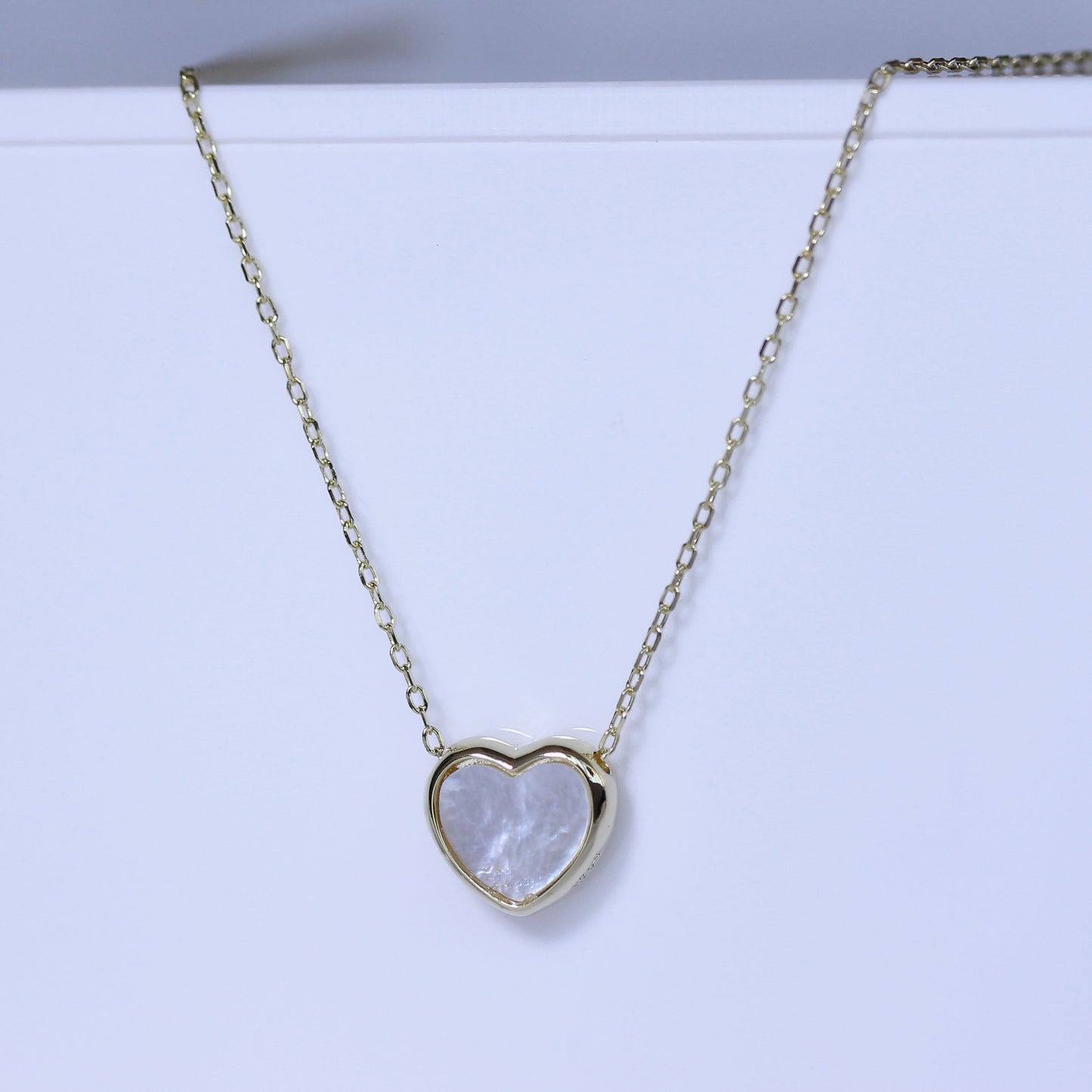 Vergoldet Sterlingsilber Perlmutt Herz Halskette