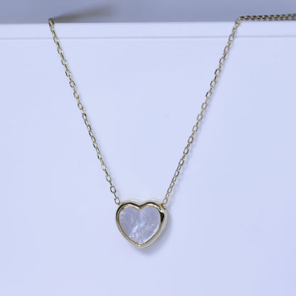 Vergoldet Sterlingsilber Perlmutt Herz Halskette