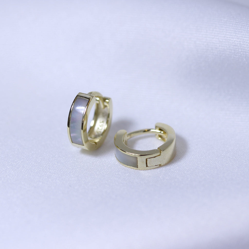 Vergoldet Sterlingsilber 10 mm Klappcreolen Ohrringe