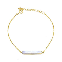 Vergoldetes Sterlingsilber Perlmutt Bar Verstellbares Armband