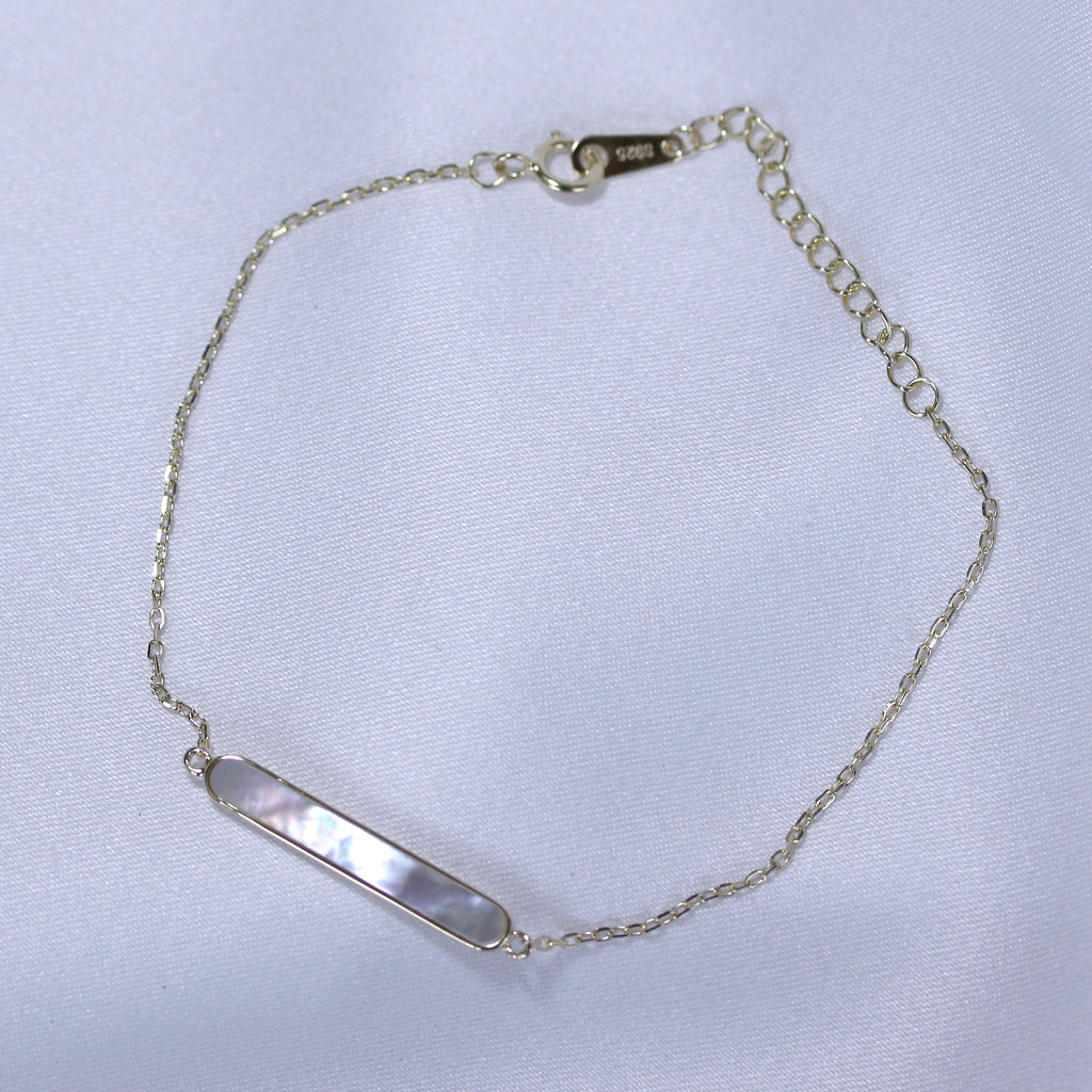 Vergoldetes Sterlingsilber Perlmutt Bar Verstellbares Armband